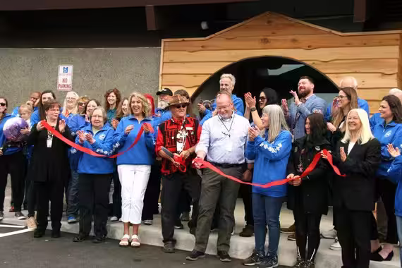 Three Rivers Health Center Grand Opening Ribbon Cutting with CTCLUSI Tribal Council and TRHC staff.